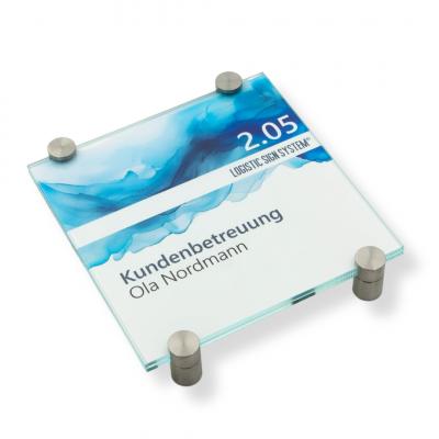 Türschild VITRUM K , Glasschild, Büroschild, Doppelglasschild